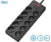 Well EXTS-10S2M podaljšek s prenapetostno zaščito, 10x vtičnica 230V + 3x USB, 1xUSB-C, 16A, 3680W, 2m
