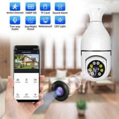 Wifi varnostna kamera, vrtljiva brezžična kamera, prenos v živo preko telefona, infrardeči nočni način - Bulby