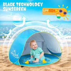 Prenosni šotorček z bazenom za vrt ali plažo, otroški šotor proti UV žarki in vročini - Poptent
