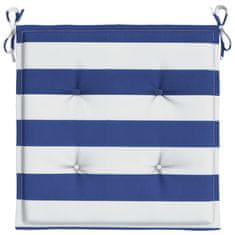 Vidaxl Blazine za vrtne stole 6 kosov modro bele črte 50x50x4 cm