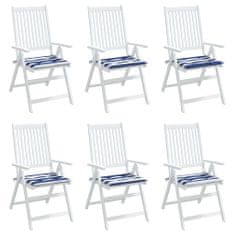 shumee Blazine za vrtne stole 6 kosov modro bele črte 50x50x3 cm