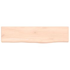 Vidaxl Stenska polica 40x10x2 cm neobdelana trdna hrastovina