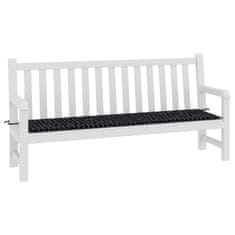 Vidaxl Blazina za vrtno klop črn karo vzorec 200x50x3 cm tkanina