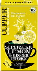 CUPPER bio aromatiziran zeliščni čaj z limono in ingverjem, 4 x 50 g 
