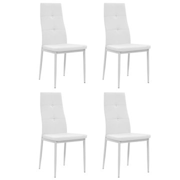 Vidaxl Jedilni stoli 4 kosi belo umetno usnje