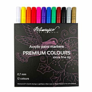 Artmagico Akrilni marker Artmagico z ekstra tanko konico (0,7 mm) 12 kosov.