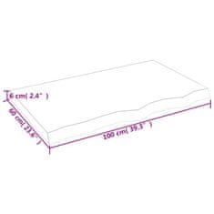 Vidaxl Stenska polica 100x60x6 cm neobdelana trdna hrastovina