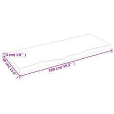 Vidaxl Kopalniški pult 100x40x4 cm neobdelan trden les