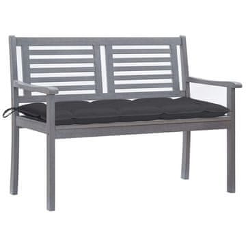 Vidaxl Vrtna klop za 2 osebi z blazino 120 cm siv evkaliptusov les