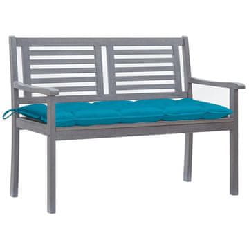 Vidaxl Vrtna klop za 2 osebi z blazino 120 cm siv evkaliptusov les