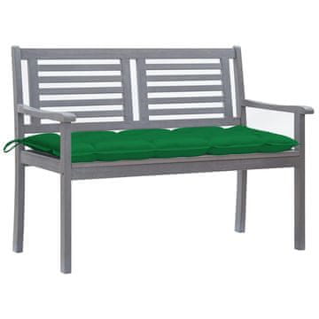 Vidaxl Vrtna klop za 2 osebi z blazino 120 cm siv evkaliptusov les