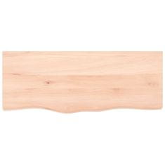 Greatstore Stenska polica 100x40x(2-6) cm neobdelana trdna hrastovina