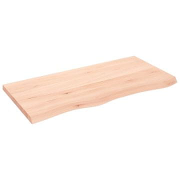 Vidaxl Stenska polica 100x50x(2-4) cm neobdelana trdna hrastovina