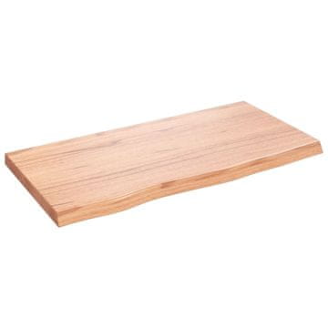 Vidaxl Stenska polica svetlo rjava 80x40x(2-4) cm trdna hrastovina