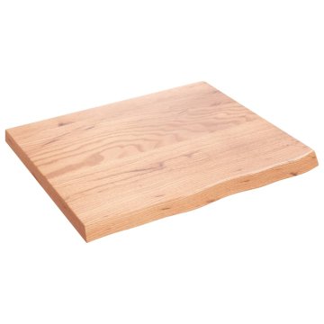Vidaxl Stenska polica svetlo rjava 60x50x(2-4) cm trdna hrastovina