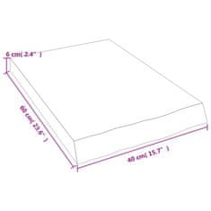 Vidaxl Stenska polica 40x60x(2-6) cm neobdelana trdna hrastovina