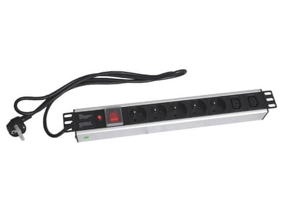 XtendLan 19'' distribucijska plošča 5x 230V, 2x IEC, CSN, stikalo, nadtokovna zaščita, 1,8 m