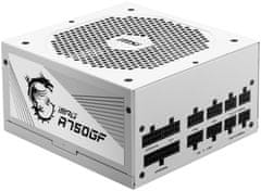 MSI napajalnik MPG A750GF WHITE/ 750W/ ATX/ akt. PFC/ 10 let polne garancije/ BELI/ 140mm ventilator/ modularna napeljava/ 80PLUS Gold