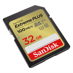 SanDisk Extreme PLUS 32 GB pomnilniška kartica SDHC 100 MB/s in 60 MB/s, UHS-I, razred 10, U3, V30