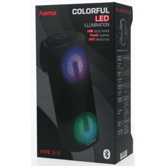 Hama Pipe 3.0, zvočnik Bluetooth, odporen na vodo IPX5, 24 W, 10 luči, načini, črn