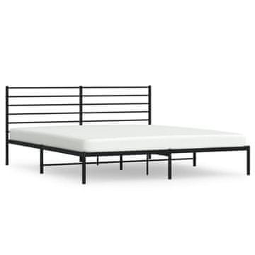 Vidaxl Kovinski posteljni okvir z vzglavjem črn 183x213 cm