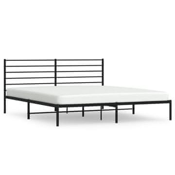 Vidaxl Kovinski posteljni okvir z vzglavjem črn 193x203 cm