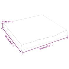 Vidaxl Stenska polica 60x60x(2-6) cm neobdelana trdna hrastovina