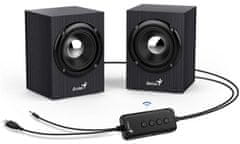 Genius SP-HF385BT, Zvočniki, 2.0, 4W, Bluetooth, 3,5 mm priključek, USB, leseni, črni