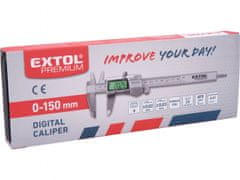 Extol Premium Drsna lestvica digitalno nerjaveče jeklo, 0-150mm, osvetlitev ozadja zaslon