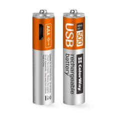 ColorWay polnilne baterije AAA 400 mAh/ micro USB/ 1,5 V/ 2 kosa v paketu