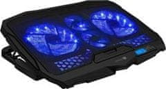 Connect IT FrostWind hladilna podloga pod prenosni računalnik z modro osvetlitvijo, Črna