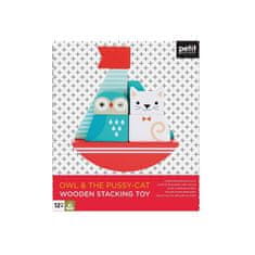 Petit collage Leseni zložljivi stolp Sova in mačka