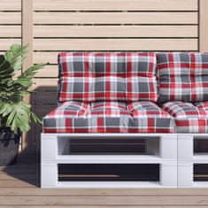 Vidaxl Blazina za kavč iz palet rdeč karo vzorec 70x40x12 cm