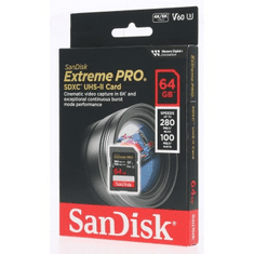 SanDisk Extreme PRO 64 GB V60 UHS-II kartice SD, 280/100 MB/s,V60,C10,UHS-II