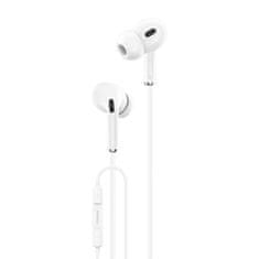 Foneng slušalke v ušesih, žične foneng t33, mini jack 3,5 mm, mikrofon (bele)