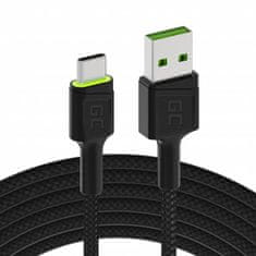 Green Cell kabel USB - usb-c green cell gc ray, 200 cm, zelena dioda, hitro polnjenje ultra charge, qc 3.0