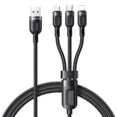 Mcdodo Kabel 3-v-1 USB na USB-C / Lightning / Micro USB, CA-0930, 6A, 1,2 m (črn)