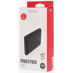 Hama SLIM 5HD, powerbank, 5000 mAh, 1 A, izhod: USB-A, črna