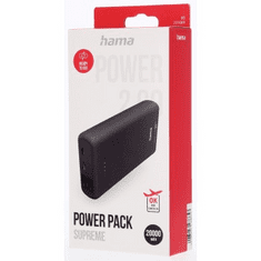 Hama Supreme 20HD, powerbank, 20000 mAh, 3 A, 3 izhodi: 1x USB-C, 2x USB-A