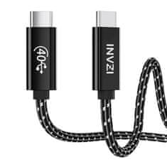 INVZI Kabel USB-C / USB4.0 Gen3 240W 40Gbps, 1 m (črn)