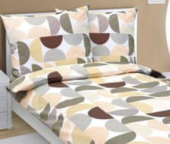 Bombažna posteljnina - 140x200, 70x90 cm - Polkrožno rjava