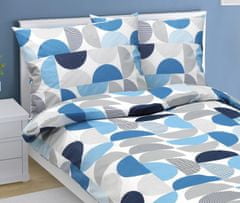 Bombažna posteljnina - 140x200, 70x90 cm - Polkrožno modra