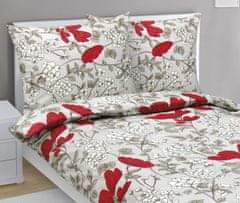 Bombažna posteljnina - 140x220, 70x90 cm - Cvetlično rdeča