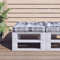 Vidaxl Blazina za kavč iz palet siv karo vzorec 50x50x12 cm