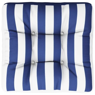 Vidaxl Blazina za palete modro bele črte 50x50x12 cm blago