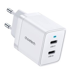 Choetech choetech omrežni polnilnik pd5006 2x usb-c, 40w (bela)