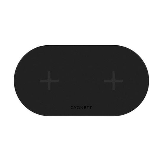 Cygnett dvojni brezžični polnilec cygnett 20W (črn)