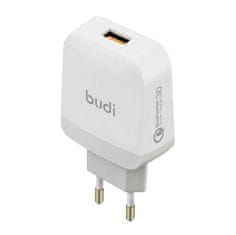 Budi Stenski polnilec 1xUSB-A Budi 18W (bel)