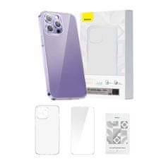 slomart zaščitno ohišje baseus crystal clear 14 pro max (prozorno) + kaljeno steklo + komplet za čiščenje