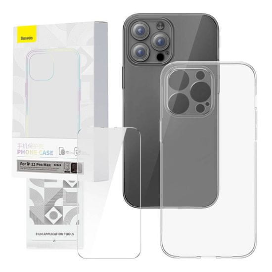 BASEUS Corningov zaščitni komplet prozornega ohišja in kaljenega stekla za iPhone 12 Pro Max